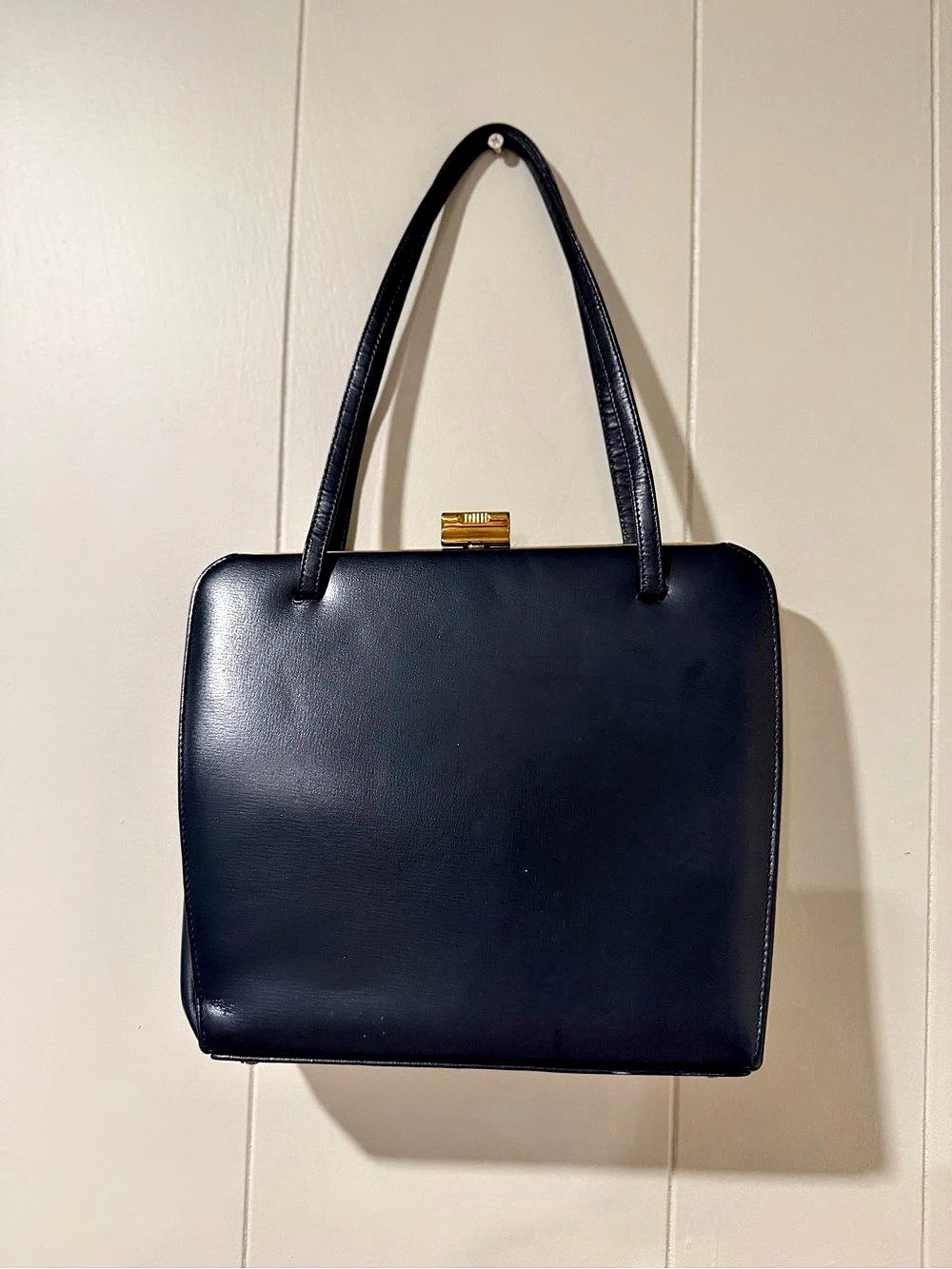 Mam’selle NY  Leather Frame Tote in Blue